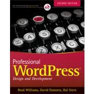 Professional WordPress 2 Binding: Paperback Publisher: John Wiley & Sons Inc Publish Date: 2013/01/04 Synopsis: A guide to WordPress provides bloggers with everything they need to know to build, design, manage, and customize their blogs, including step-by-step coverage of everything from installation and security to publishing and customization